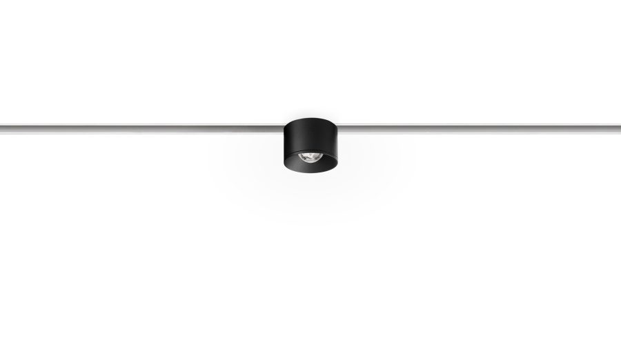 Puck S 48V, Negru texturat — șină albă