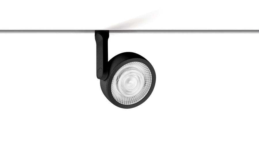 Six L 48V, Negru texturat — șină albă
