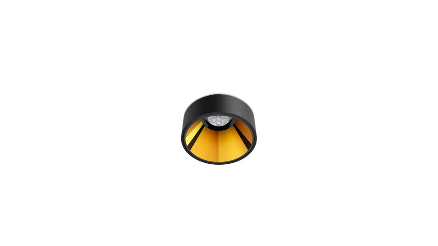 Shot Light S Semi Recessed, Чёрный текстурный — золотой металлик