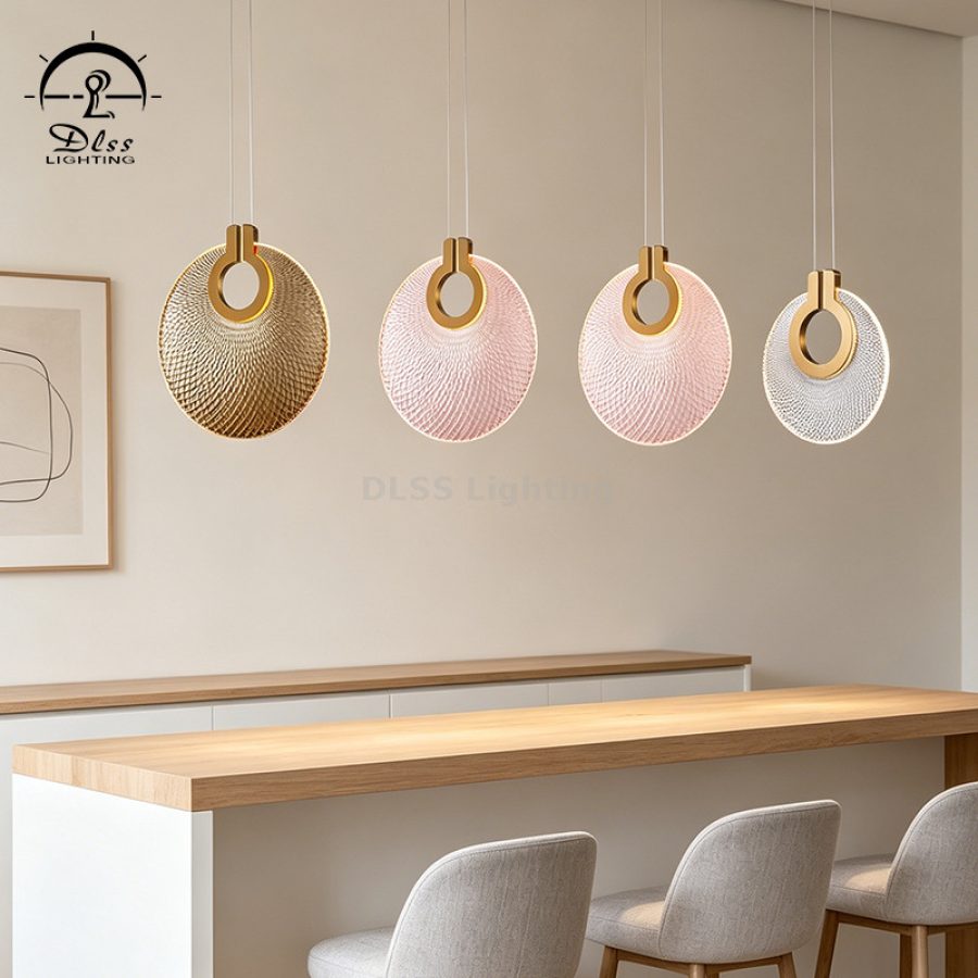 Lampă suspendată LED cu abajur din sticlă, design modern