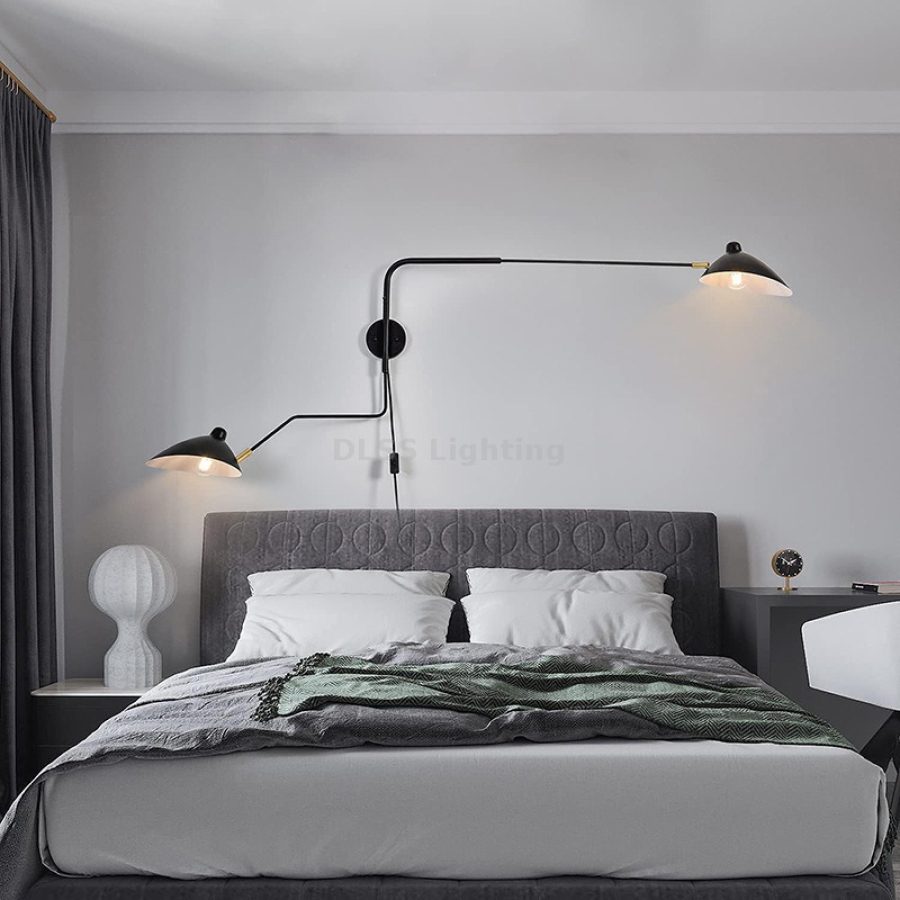 Aplică de perete neagră, design modern, 8505W