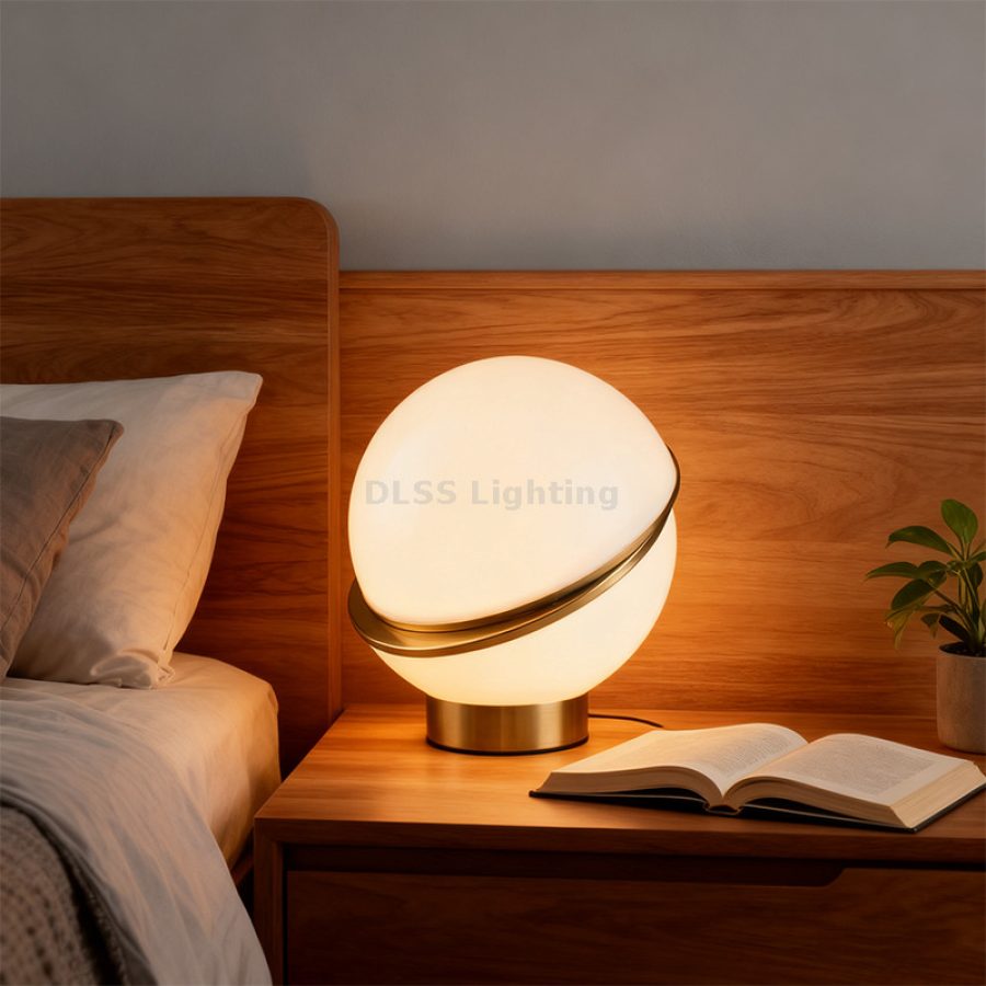 Lampă de masă glob din acril, decorativă