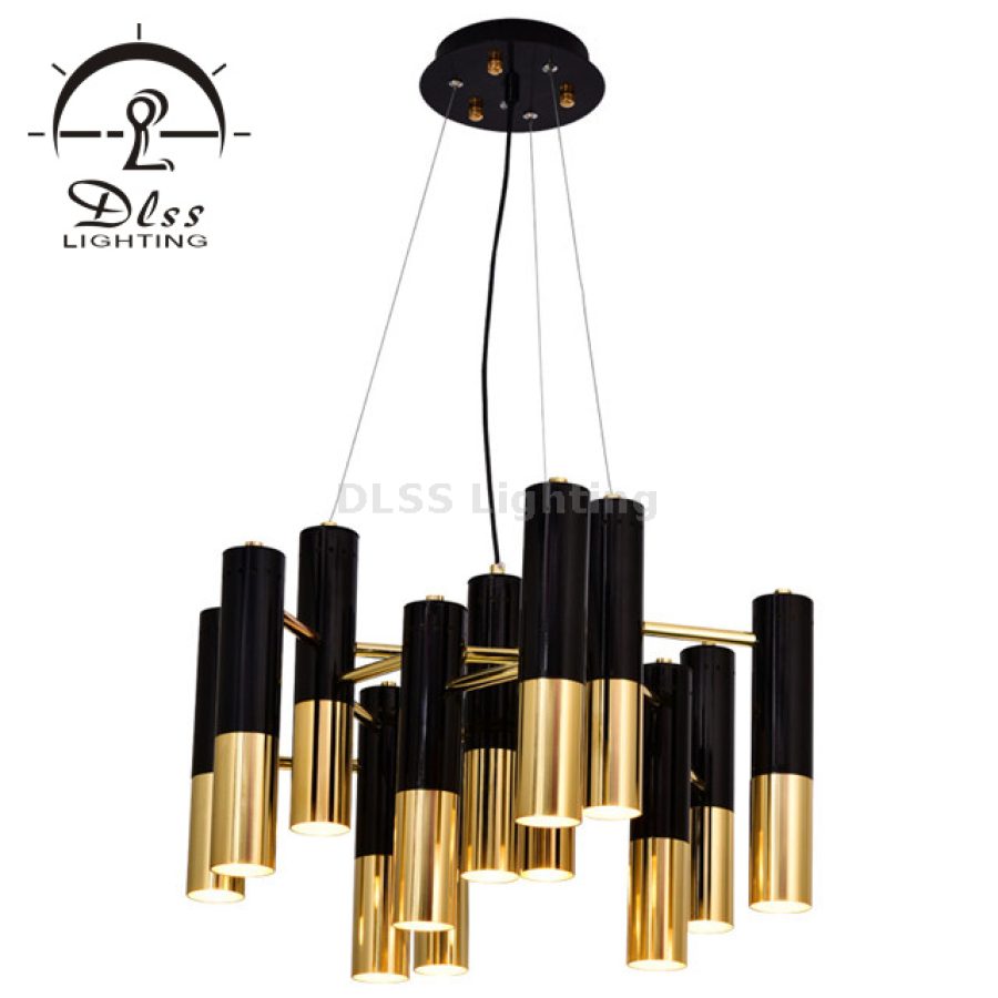 Candelabru DLSS negru-auriu, design modern