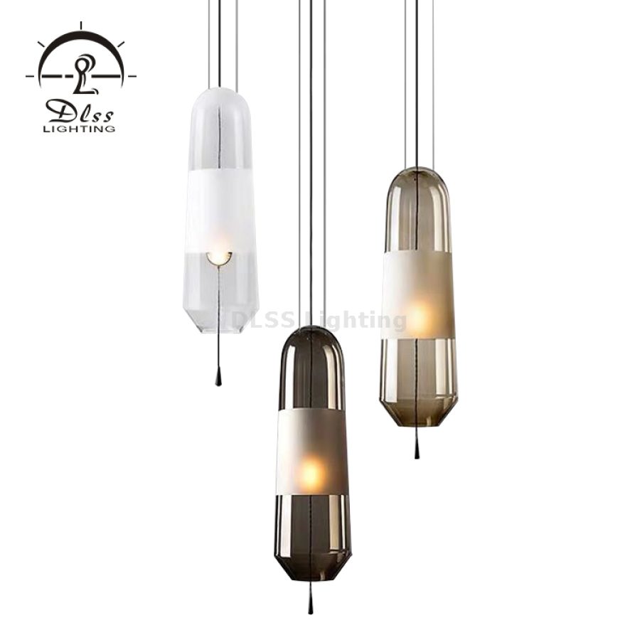 Mini lampă suspendată LED, abajur decorativ din sticlă, 10691P