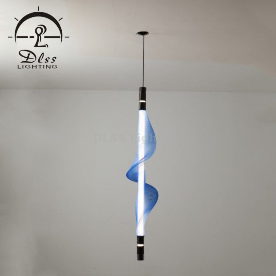 Lampă suspendată liniară, abajur nailon, acril, 10584P