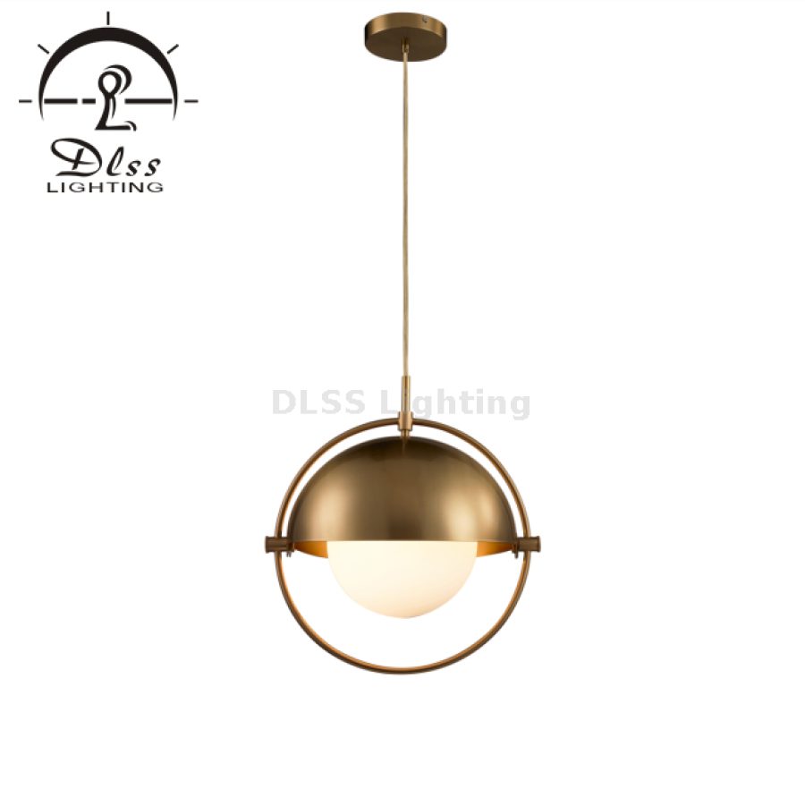 Lampă suspendată reglabilă, metal auriu, sticlă alb-lăptoasă, 9902