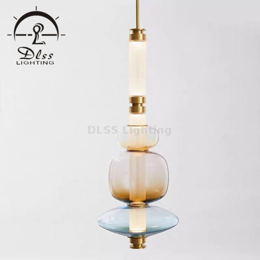 Lampă suspendată LED «baloane» colorate, sticlă artistică, 10582P
