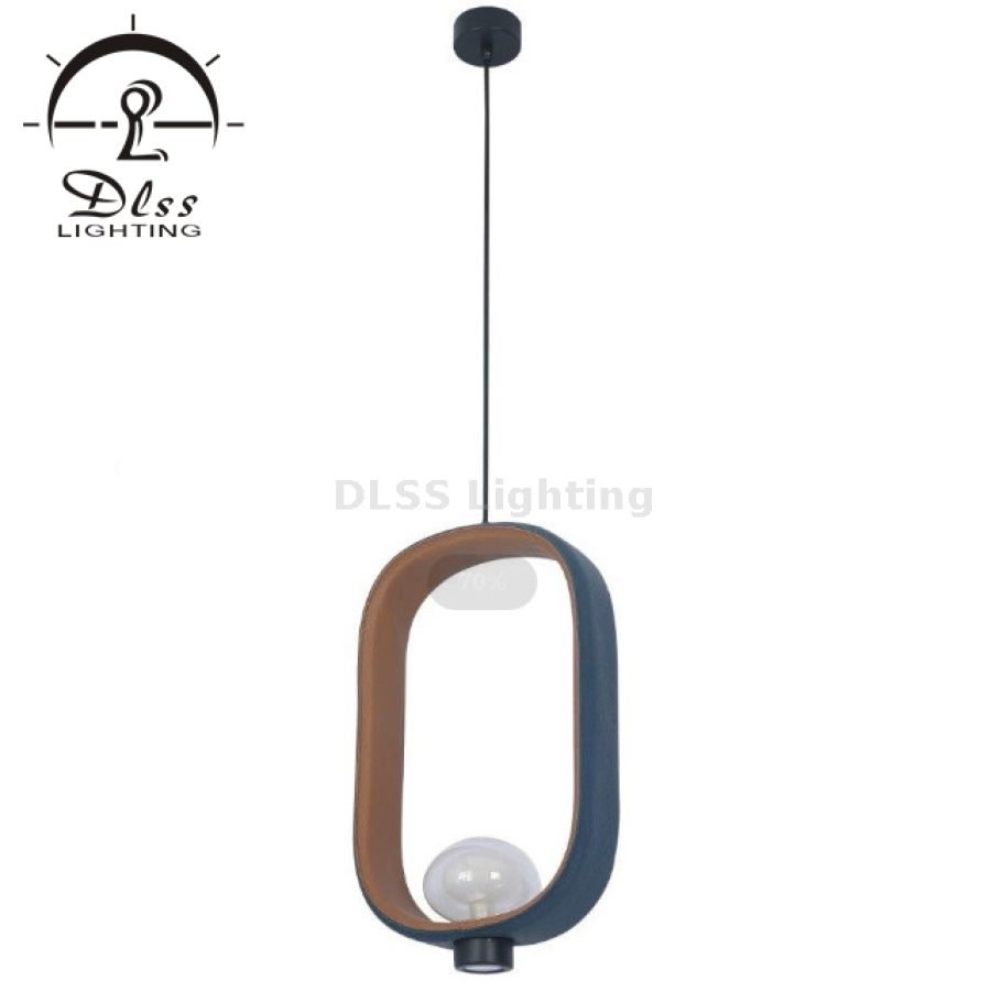 Lampă suspendată LED pătrată, piele naturală, 9990