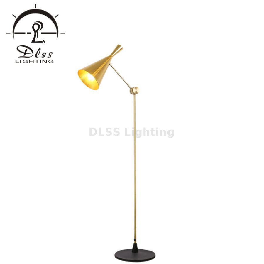 Lampadar reglabil, abajur auriu, E27