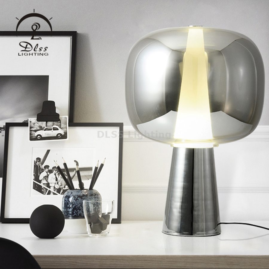 Lampă de masă LED, bază conică din sticlă, auriu/argintiu/cupru, 10349T