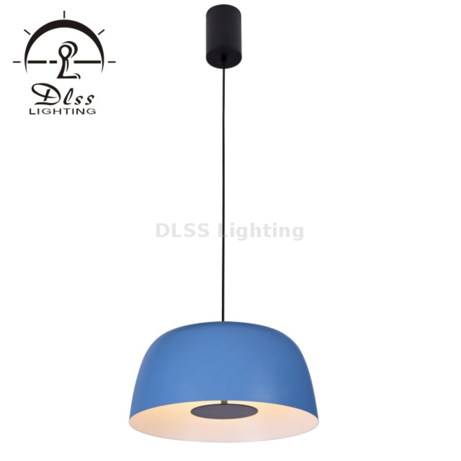Lampă suspendată LED metalică albastră, stil retro industrial