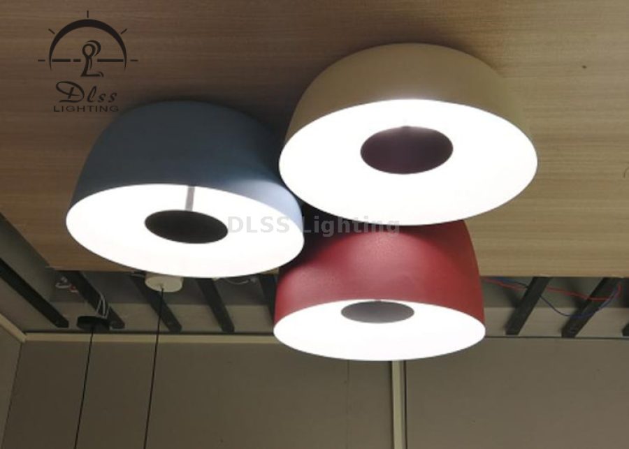 Plafonieră DLSS rotundă, metal roșu, minimalistă