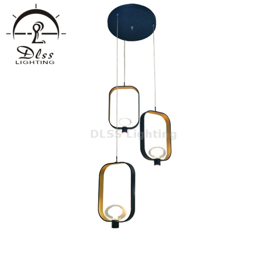 Lustră suspendată LED pătrată, piele naturală