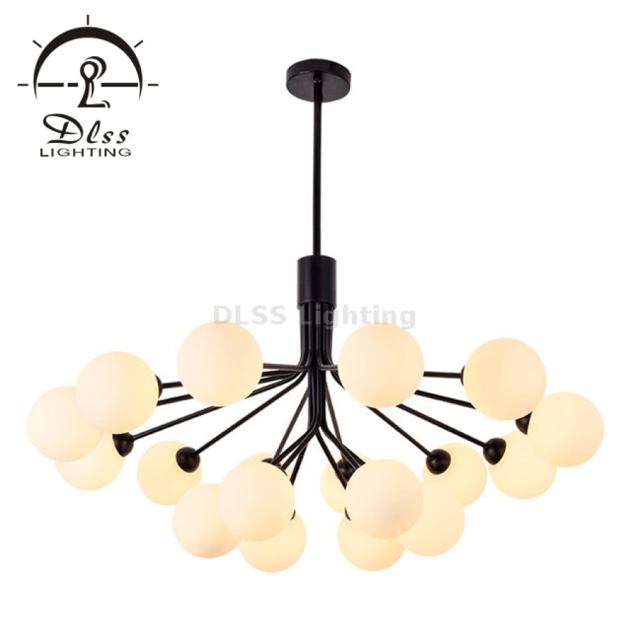 Candelabru suspendat negru, ramuri mid-century, 10564P