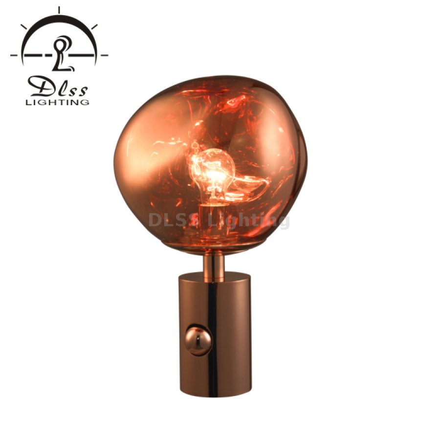 Lampă de masă din acril cupru, cu buton, E27, 9305T