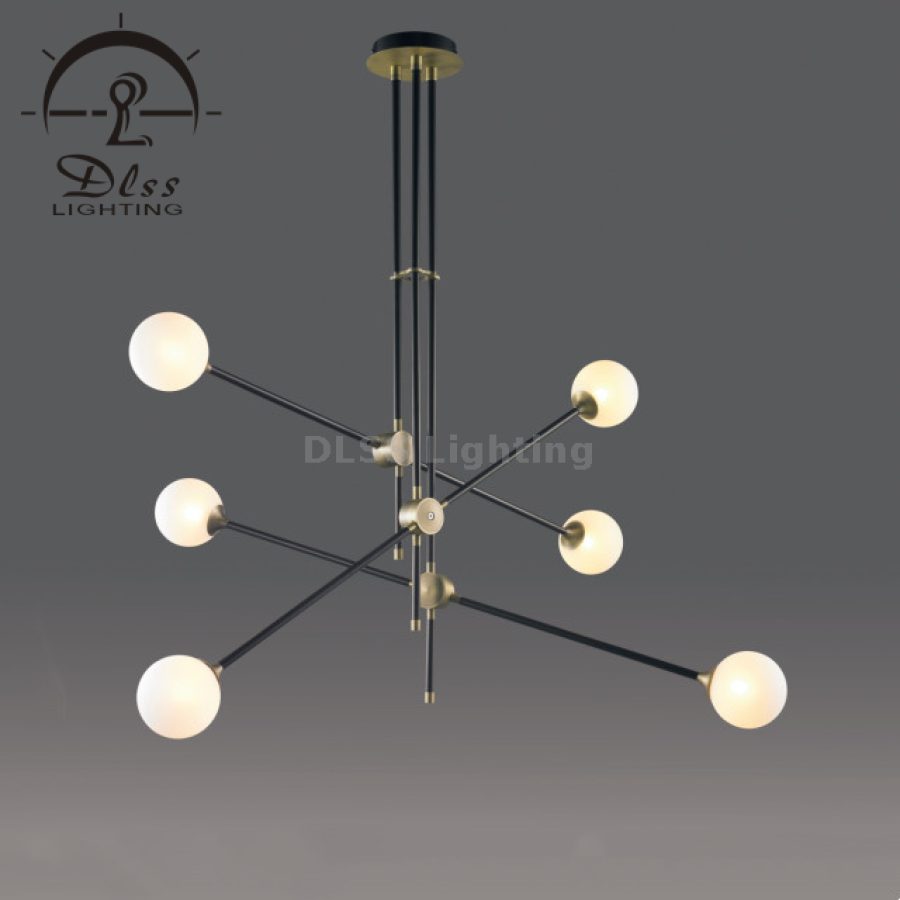 Candelabru Sputnik cu 6 globuri de sticlă, 9389
