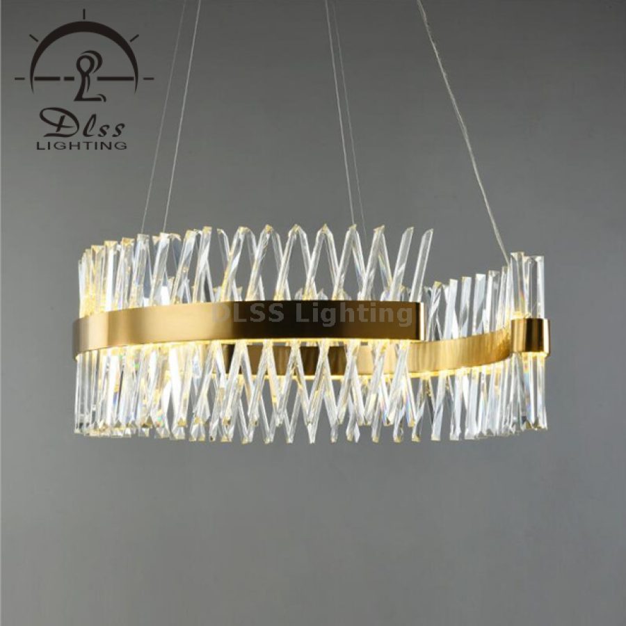 Candelabru LED liniar, cristal auriu, formă S, 9967