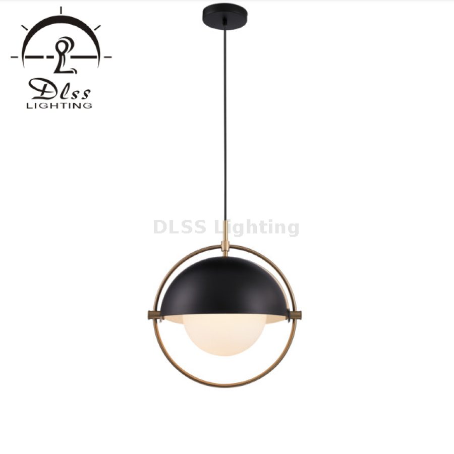 Lampă suspendată reglabilă, metal auriu, sticlă albă lăptoasă, 9902