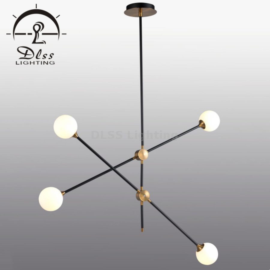 Candelabru Sputnik cu 4 globuri de sticlă, 9389