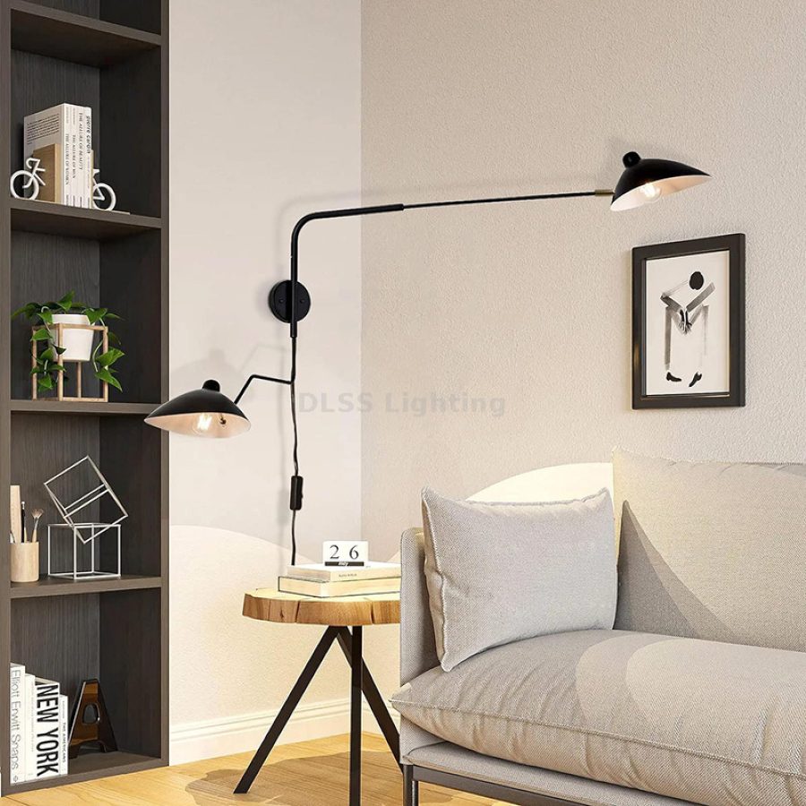 Aplică de perete LED din metal negru