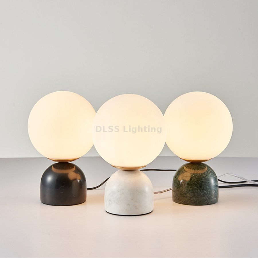 Lampă de masă LED, marmură și sticlă