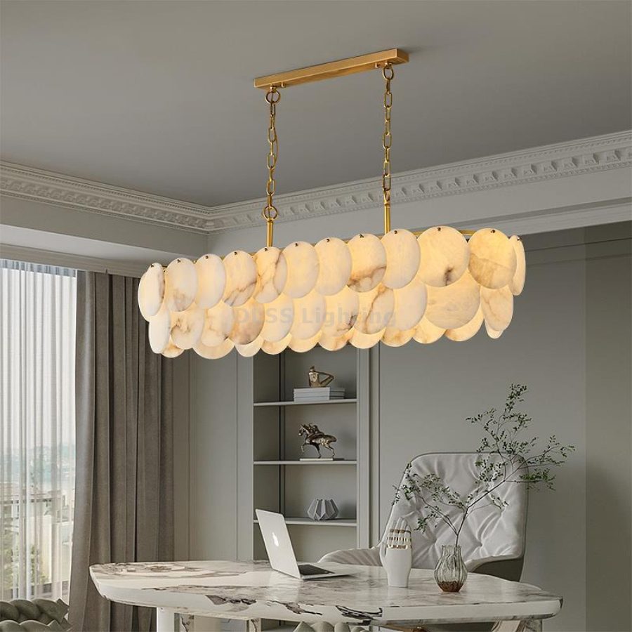 Candelabru suspendat rotund din marmură, lux modern