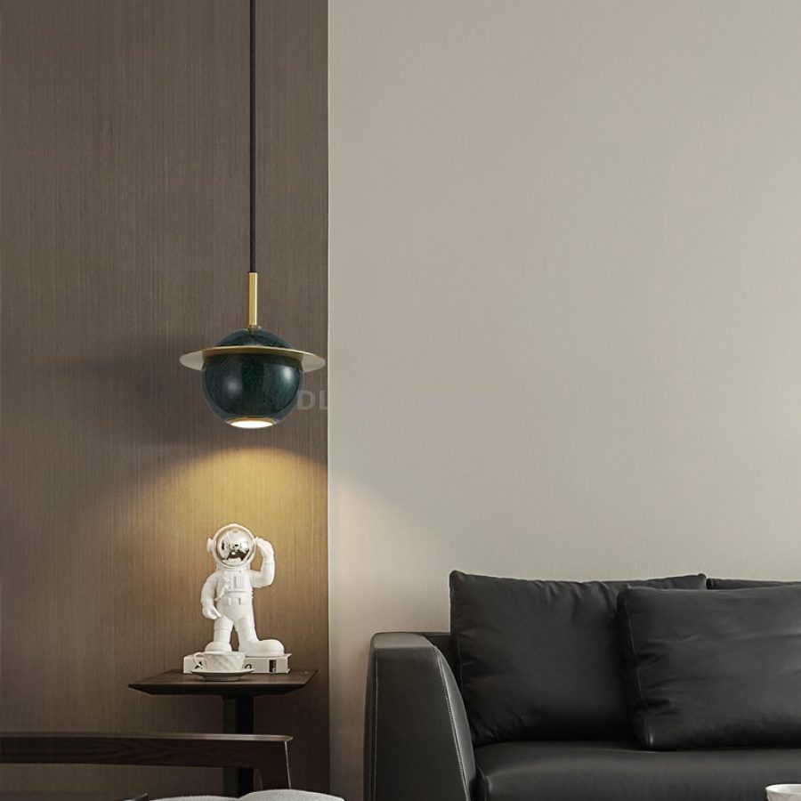 Candelabru suspendat LED din fier și marmură, modern