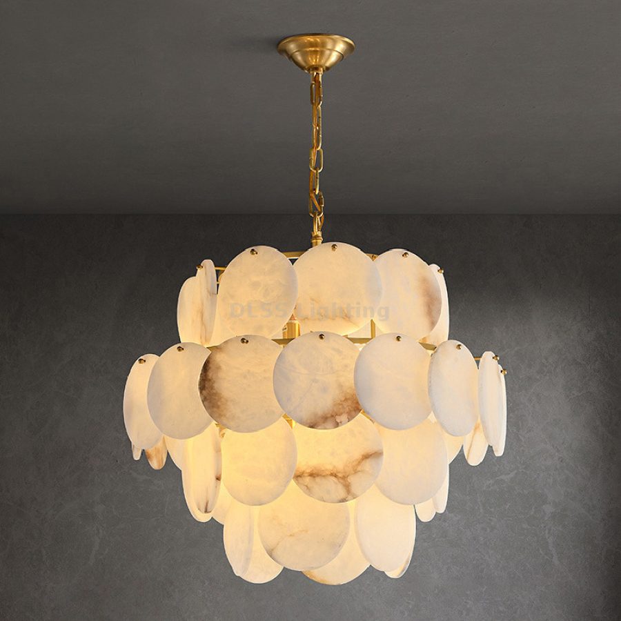 Candelabru LED rotund din marmură, modern