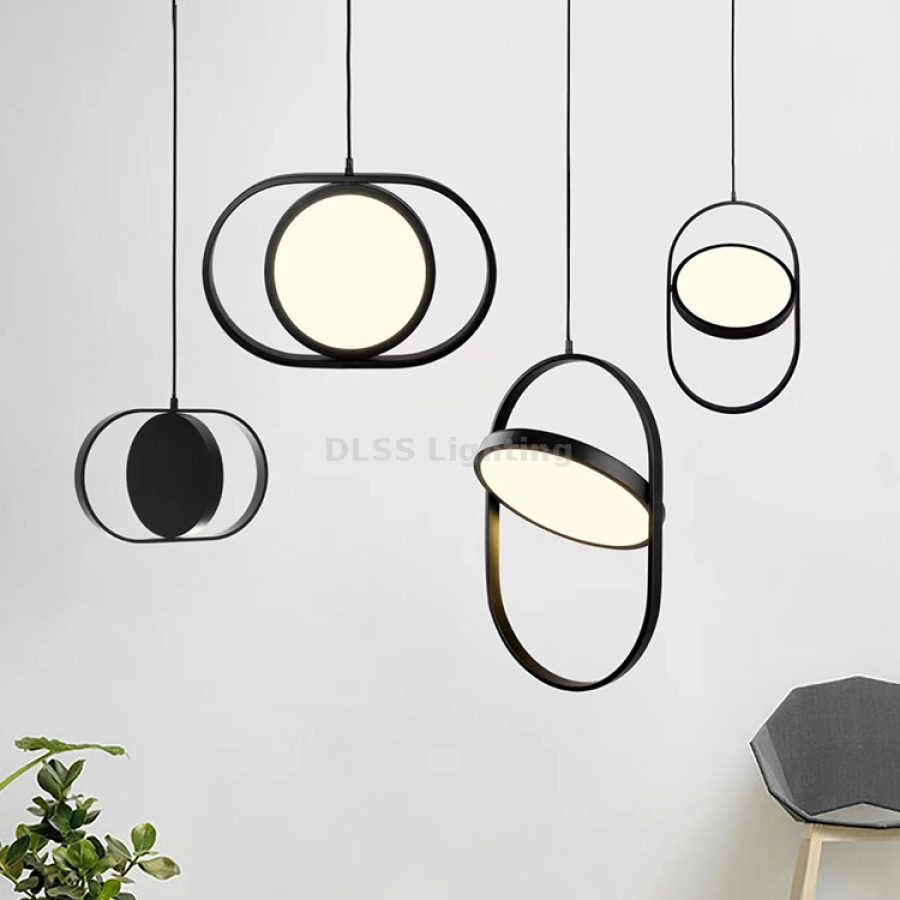 Candelabru suspendat negru, stil nordic, pentru bucătărie și living