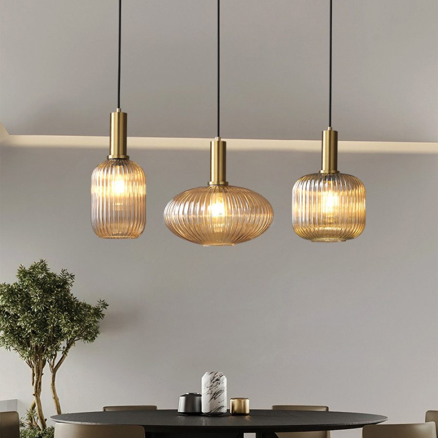 Lustră suspendată din sticlă, design simplu modern, pentru bucătărie