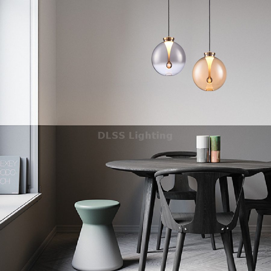 Candelabru suspendat din sticlă, design modern, pentru living