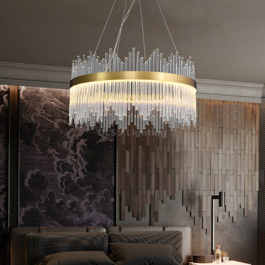 Candelabru suspendat rotund, metal și sticlă, design de lux