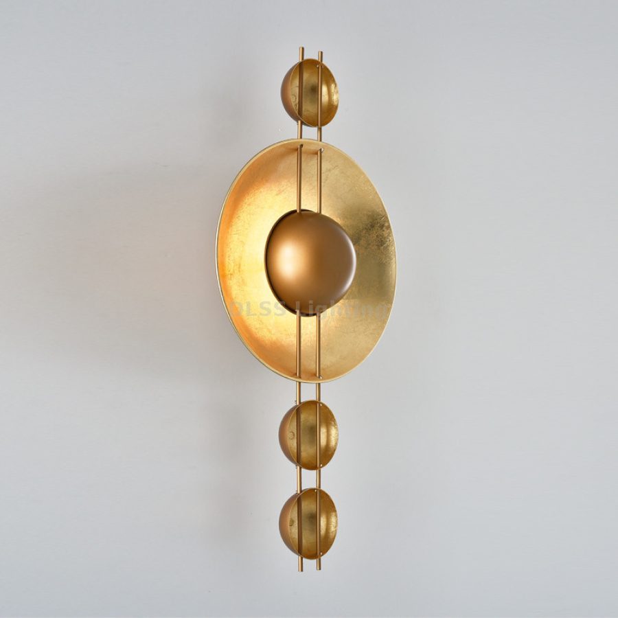 Aplică de perete LED, metal auriu, montaj aparent