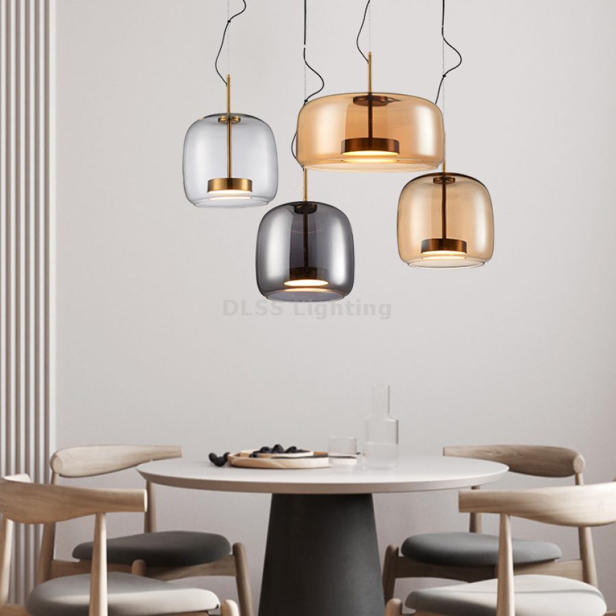 Candelabru suspendat LED din sticlă artistică, design modern