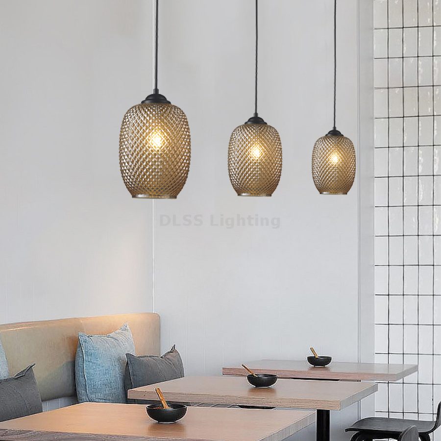 Candelabru suspendat LED din sticlă, design modern