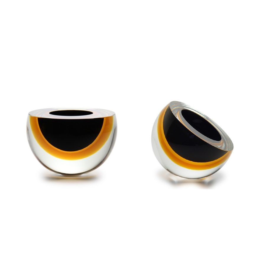 Drop diagonal bowl black-ambar