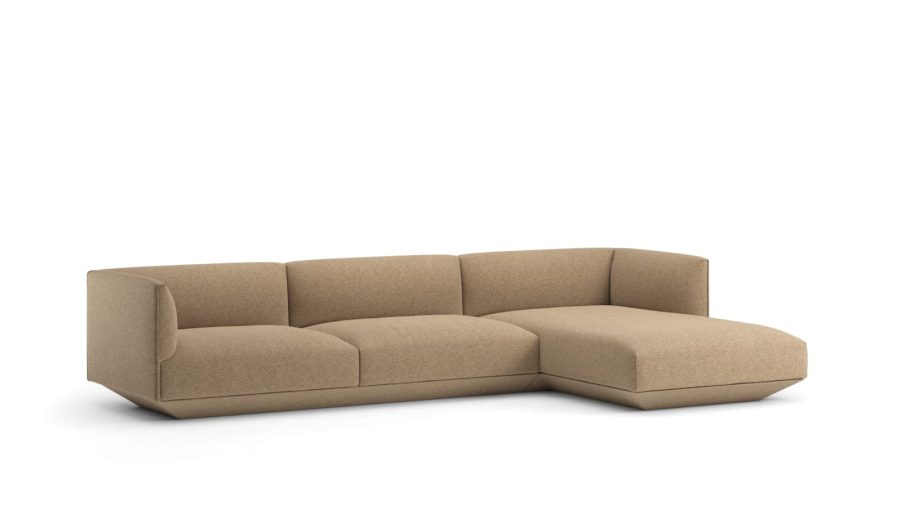 Canapea Aire, 110 compoziție 02/R în textil cu cotiere înalte, bază tip platformă